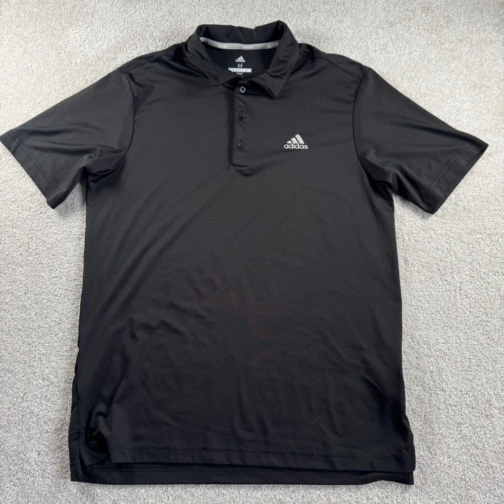 Adidas Golf Men Medium Black Short Sleeve Performance Polo Shirt RN88387 CA40312